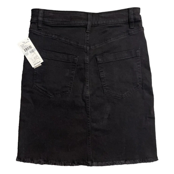 Vince Camuto Women's Black Jean Skirt NWT Size 0 Frayed Hem Mini Skirt - Picture 3 of 4